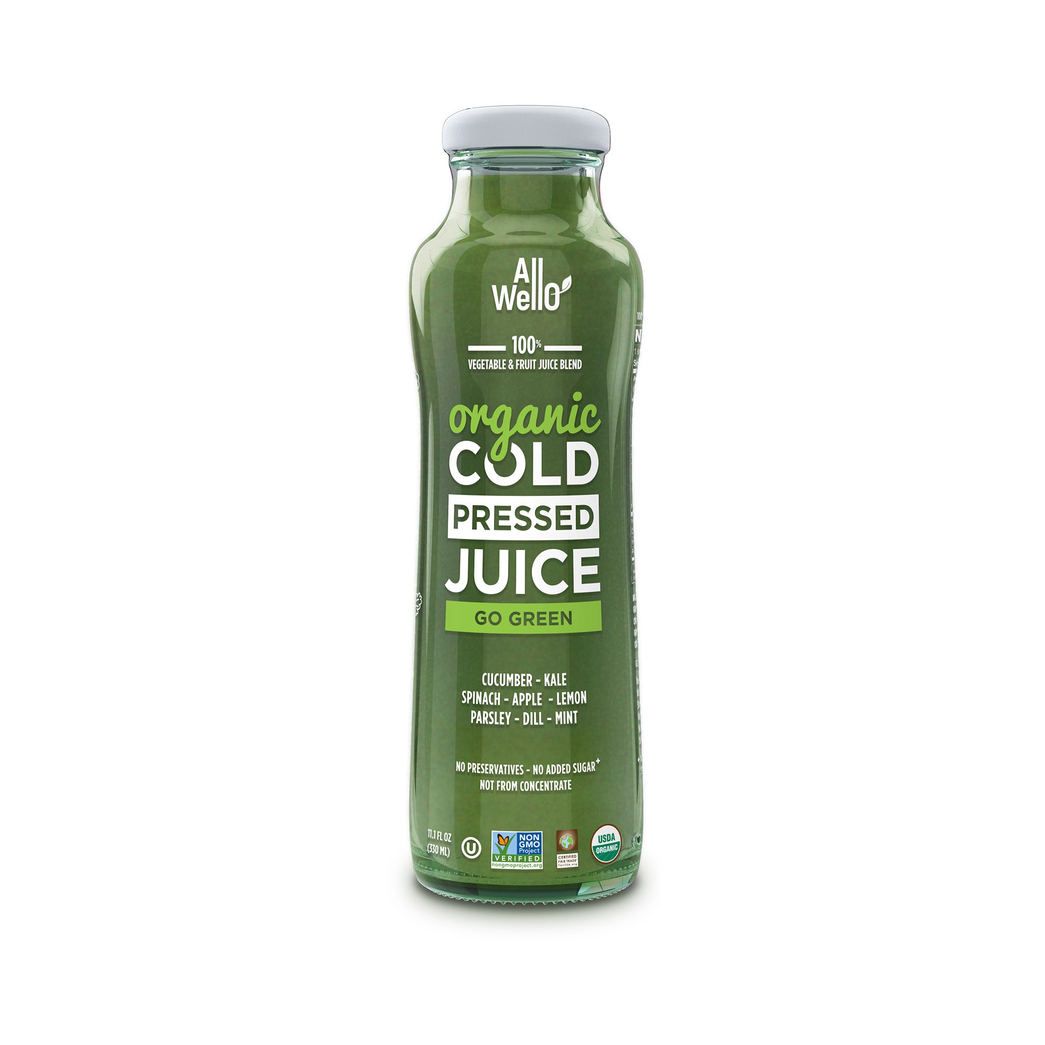 Detox Your Body with Organic Cold-Pressed Go Green Juice or 12 PK