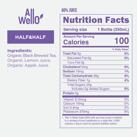 Organic Cold-Pressed Half Iced Tea & Half Lemonade - 6 or 12 PK