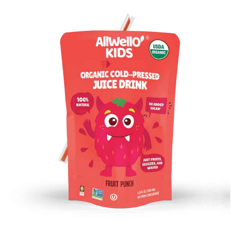 AllWellO Kids Organic Cold-Pressed Fruit Punch Juice - 20 PK