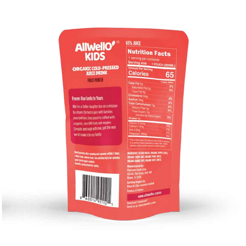 AllWellO Kids Organic Cold-Pressed Fruit Punch Juice - 20 PK