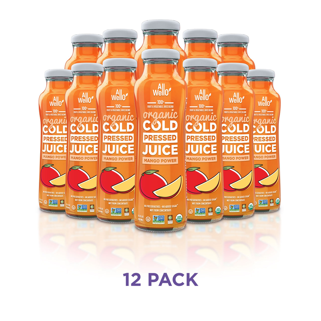 Refreshing Organic Mango Power ColdPressed Juice AllWellO Organic