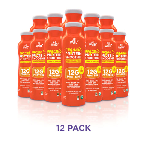 AllWellO Organic Cold-Pressed Tropical Protein Smoothie - 6 or 12 Pack