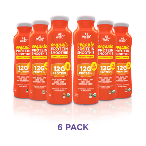 AllWellO Organic Cold-Pressed Tropical Protein Smoothie - 6 or 12 Pack