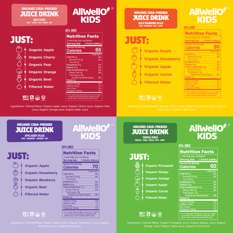 AllWellO Kids Organic Cold-Pressed Juice Variety Pack- 20 PK