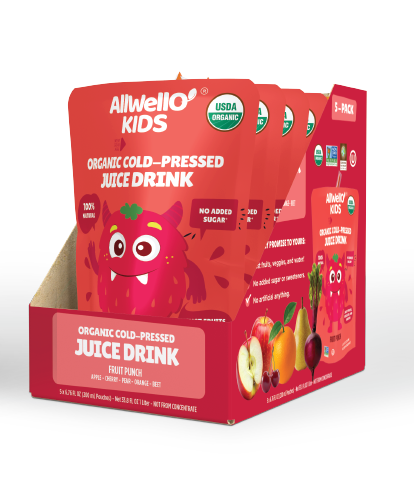AllWellO Kids Organic Cold-Pressed Fruit Punch Juice - 20 PK