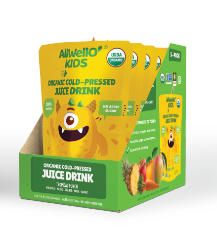 AllWellO Kids Organic Cold-Pressed Tropical Punch Juice - 20 PK
