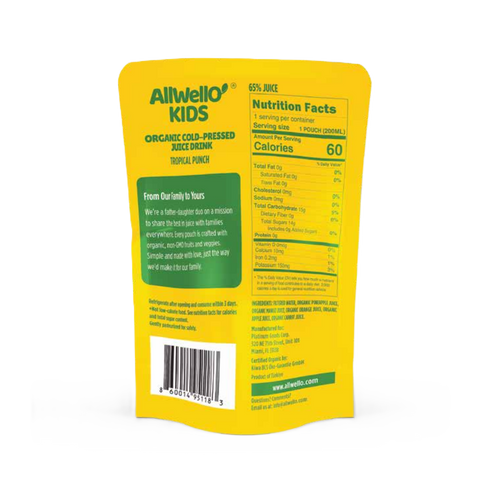 AllWellO Kids Organic Cold-Pressed Tropical Punch Juice - 20 PK